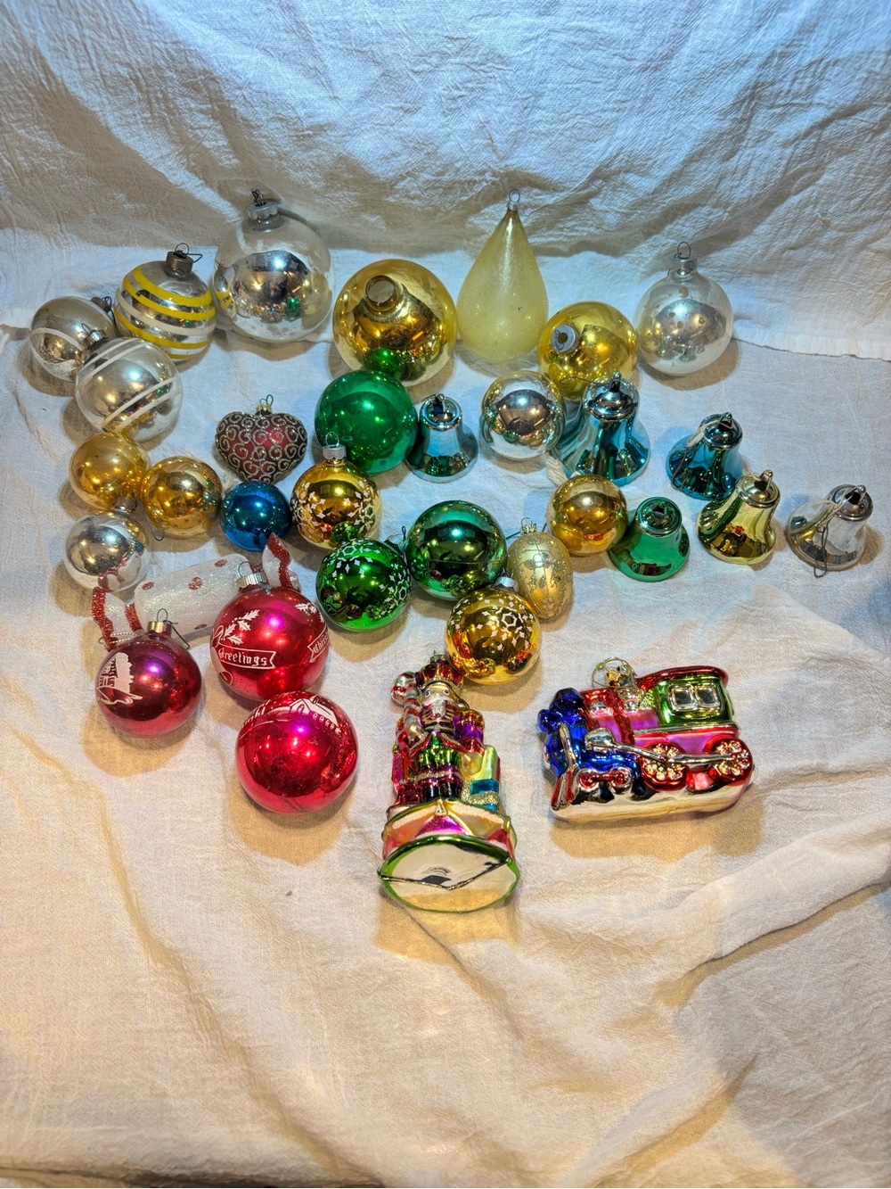 Vintage Assorted Glass Christmas Ornaments - Multi-Color